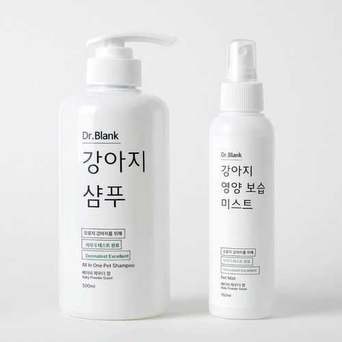 닥터블랭크 반려견 저자극 올인원 샴푸 500ml + 미스트 150ml 세트 베이비파우더향, 1세트