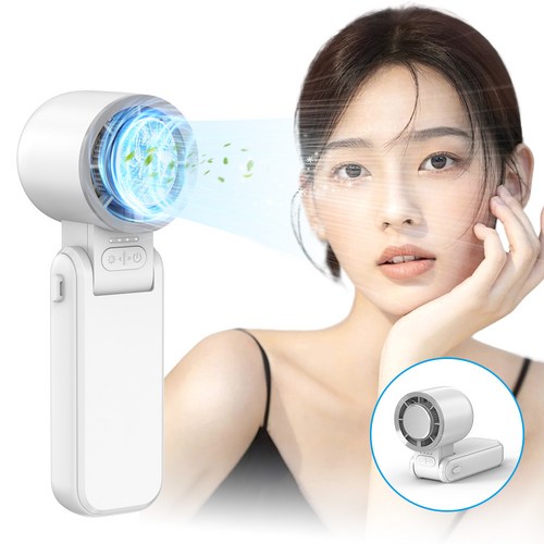 THOUSTA 휴대용 에어컨 선풍기 급속냉각 미니 접이식 탁상용 대용량 손풍기, 화이트