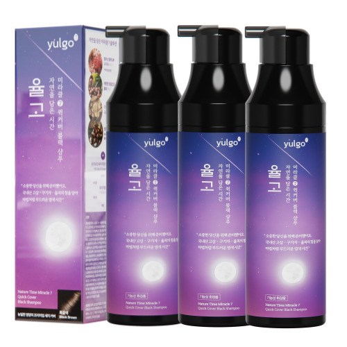 율고 자연을 담은 시간 순한 새치 염색샴푸 흑갈색, 3개, 200ml