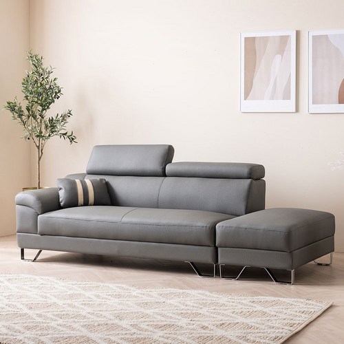 세계로가구 에노스 3인 신소재 인조가죽 소파 3인용 쇼파, 머드그레이(착석시 팔걸이 우측), 보조스툴 비포함