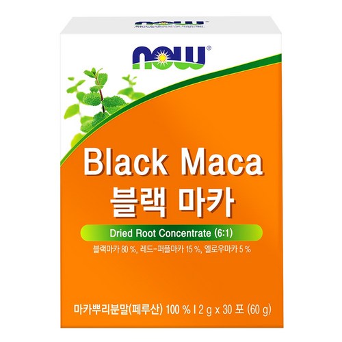 나우푸드 블랙마카 분말스틱 30포 1개월분, 60g, 1개