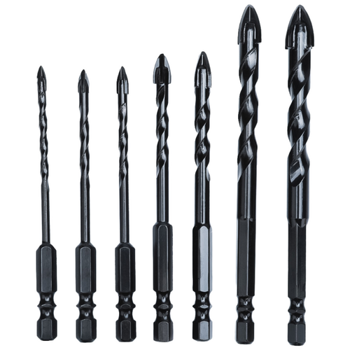 4날 만능 드릴비트 다용도 비트 타일 유리 콘크리트 철판, 7pcs 3.4.5.6.8.10.12, 1세트