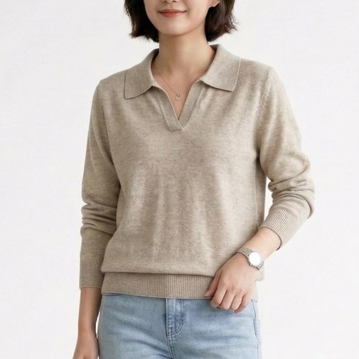 니드오브 여성 소프트 브이넥 카라 니트 티셔츠