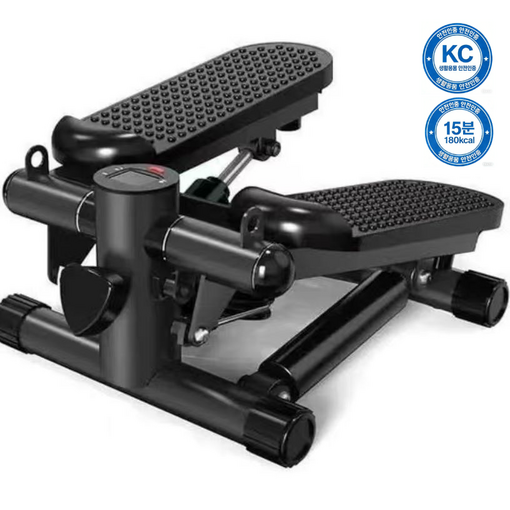 저소음야간운동OK 듀얼유압 스텝퍼 가정용 계단오르기 홈트 다이어트 운동기구 초보자 LED 카운터 보폭조절 120kg 하중, 블랙