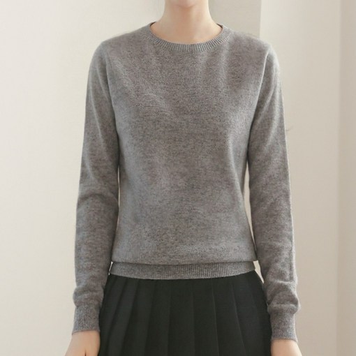 클레이스 울100 캐시미어 고급 호주산 양모  여성 라운드넥 니트
