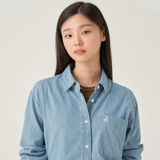 백화점정품 26년NEW 빈폴레이디스 빈폴 BEANPOLE 데님 오버핏 셔츠  스카이 블루 BF5764C03Q