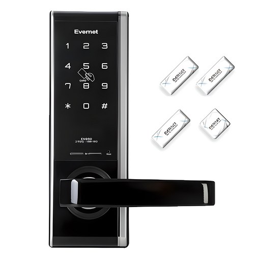 에버넷 무타공 디지털 손잡이 있음 도어락 세트