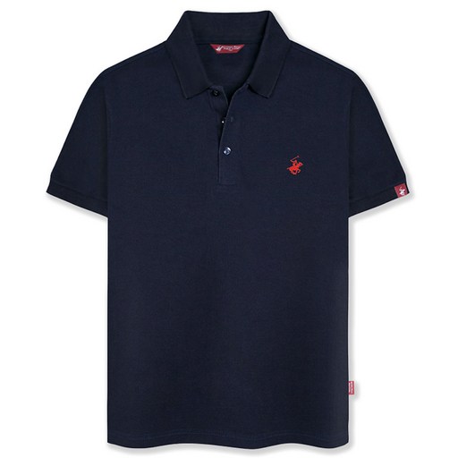 BEVERLY HILLS POLO CLUB 比佛利保羅 男女通用 刺繡Logo PK短袖Polo衫 CPX0T01, 海軍藍