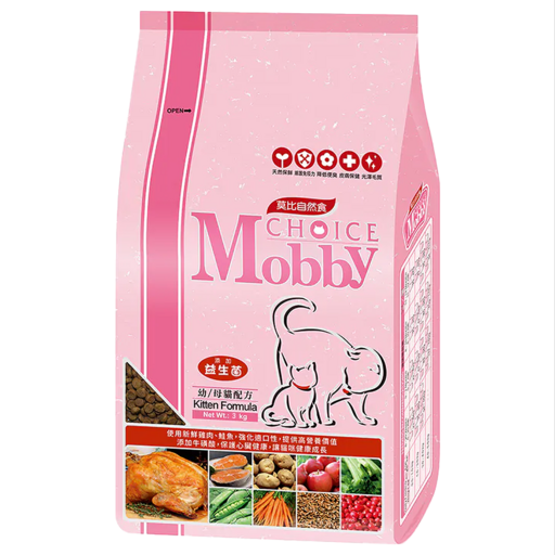 Mobby 莫比 幼母貓配方乾飼料, 1袋, 3kg, 雞肉 + 鮭魚