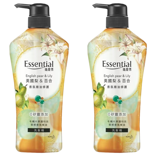 Essential 逸萱秀 香氛精油修護洗髮精 英國梨&百合 0矽靈添加 摩洛哥堅果油修護配方, 700ml, 2瓶
