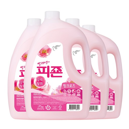 피죤 레귤러 섬유유연제 핑크로즈 3100ml 4개