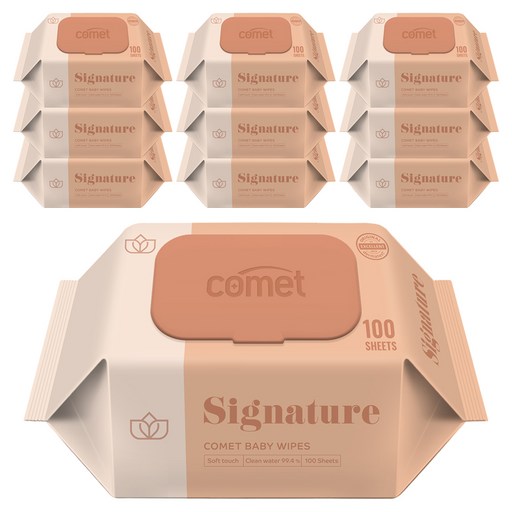 코멧 저자극 시그니처 아기물티슈 엠보싱 캡형 더마테스트 인증