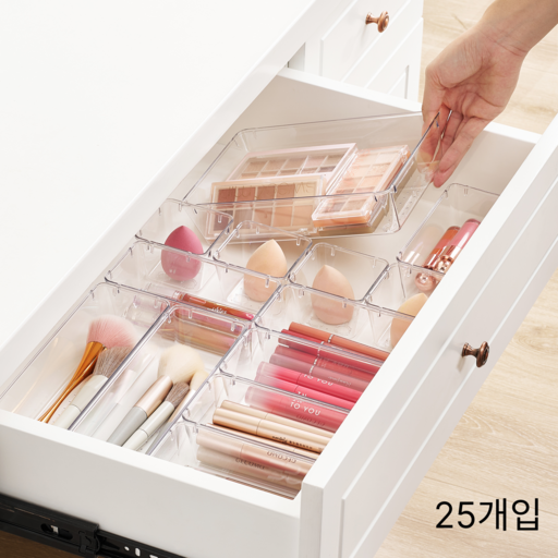 Vtopmart 조립식 다용도 서랍 정리 트레이 수납함 25p, 1세트, 투명