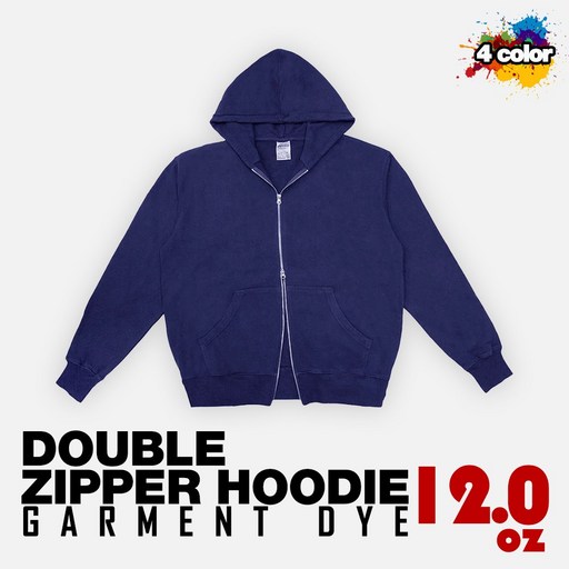 12.0oz 로스엔젤레스 가먼트 다이 플리스 더블지퍼 후드 4color