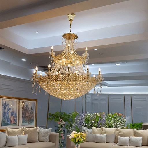 JK 킹 48등 펜던트 샹들리에 인테리어 로비 포인트 조명, 골드