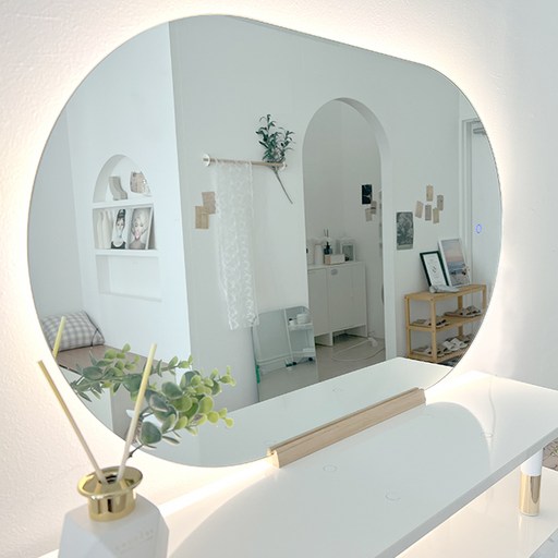 KC인증 터치형 3색변환 LED 터치형 타원 조명거울 인테리어 벽거울 화장대 탁상