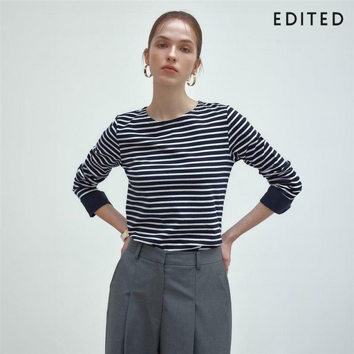 런칭가79,000원→1만원 ↓ 에디티드  스트라이프 커프스 티셔츠 3종