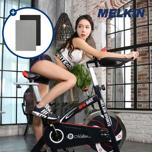 멜킨 실내자전거 스핀바이크 스탠다드형/클럽형+전용 층간소음방지 매트, [클럽형] 18kg휠 네이비+[전용매트]블랙
