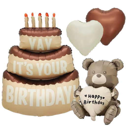 하트베어 생일풍선세트 파스텔톤 생일파티 하트풍선 곰풍선 홈파티