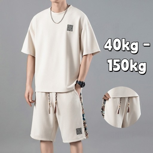 Sevenmoon여름 남성 캐주얼 트레이닝 오버사이즈 반팔 반바지 세트 M-8XL
