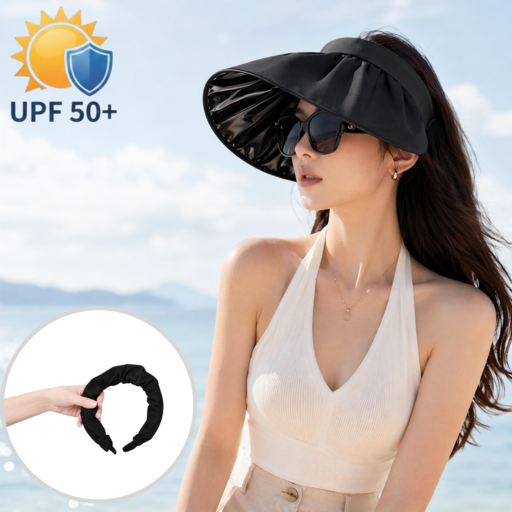 여성 썬캡 UPF50+ 자외선차단 쉘 무탑 햇빛가리개 접이식 여름모자 헤어밴드 겸용 베이잉