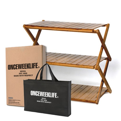 원스위크라이프 접이식 우드 캠핑 선반  가방 세트, 단일색상, 3단, 1개