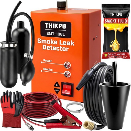 THIKPO Automotive 연기 기계 12V DC 증기 진공 누출 테스터 40ML OEM 승인 연기액과 함께 빠르게 내장형 에어 와 감지기를 사용할 수 있습니다.