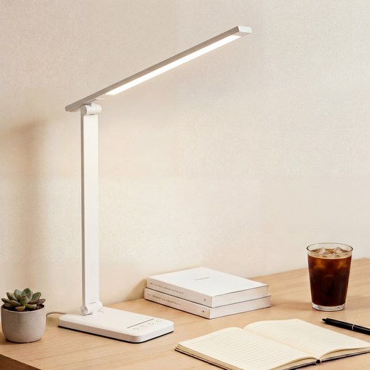 파페피 LED 학습용 스탠드 블루라이트 차단 시력보호 7단 밝기 5단 색온도 조절, 화이트