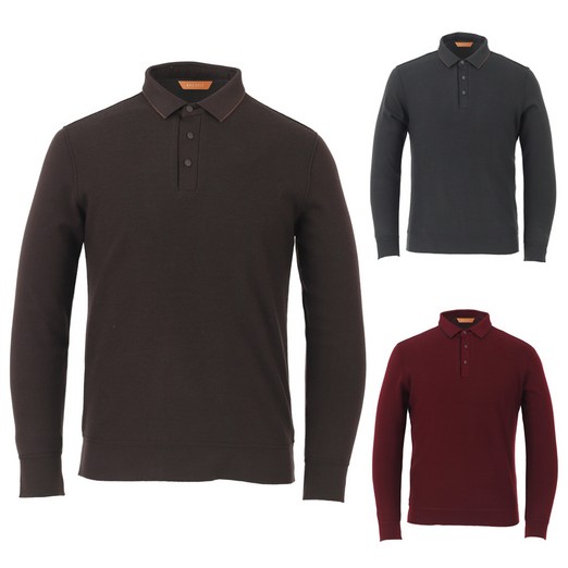 김영주골프 겨울 기모 배색 카라티 남성 골프웨어 긴팔 티셔츠 DPWMTS45