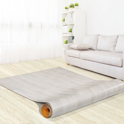 JSSD PVC 쿠션매트5T 나무마루화이트 150X500  바닥 거실 애견 발코니 베란다 층간소음 운동 매트 장판