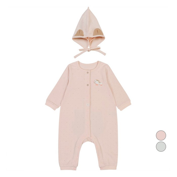 에뜨와 신생아용 안스 우주복  모자 선물포장 세트  쇼핑백