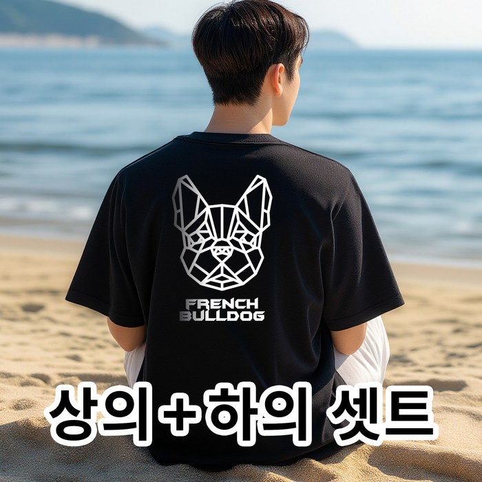 셋트상품 NEW 여름 신상그라데이션 불독 캐주얼 반팔반바지 상하셋트남녀공용 트레이닝복