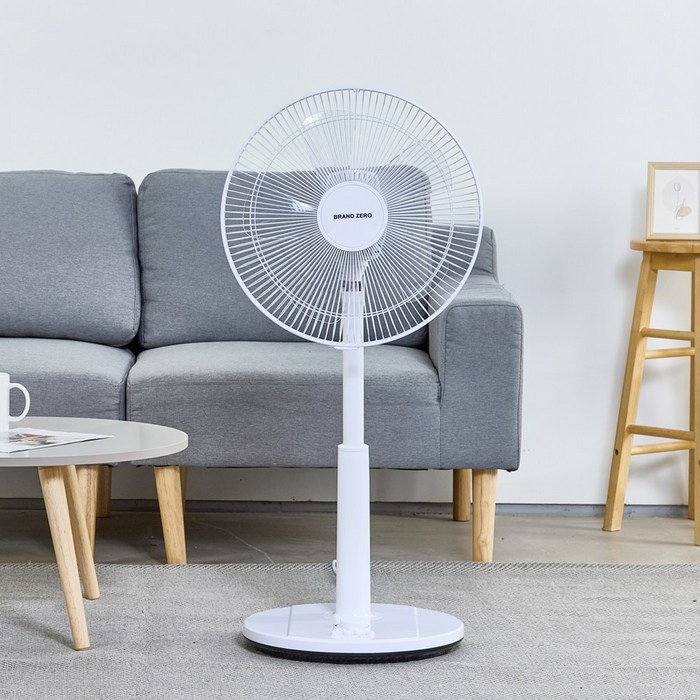저소음 5엽날개 스탠드 가정용 선풍기  14인치 타이머 좌우회전, 화이트2