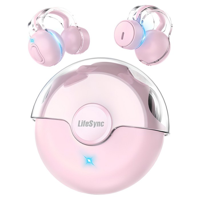 LifeSync 블루투스 이어폰 무선 방수 오픈 귀걸이형 고음질 블루투스 헤드폰 자동페어링, 핑크, H08 LifeSync 블루투스 이어폰 무선 방수 오픈 귀걸이형 고음질 블루투스 헤드폰 자동페어링, 핑크, H08