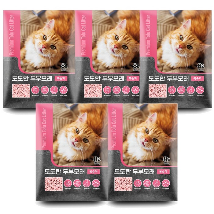 테비 도도한 두부 고양이모래, 복숭아, 5개, 8L 테비 도도한 두부 고양이모래, 복숭아, 5개, 8L