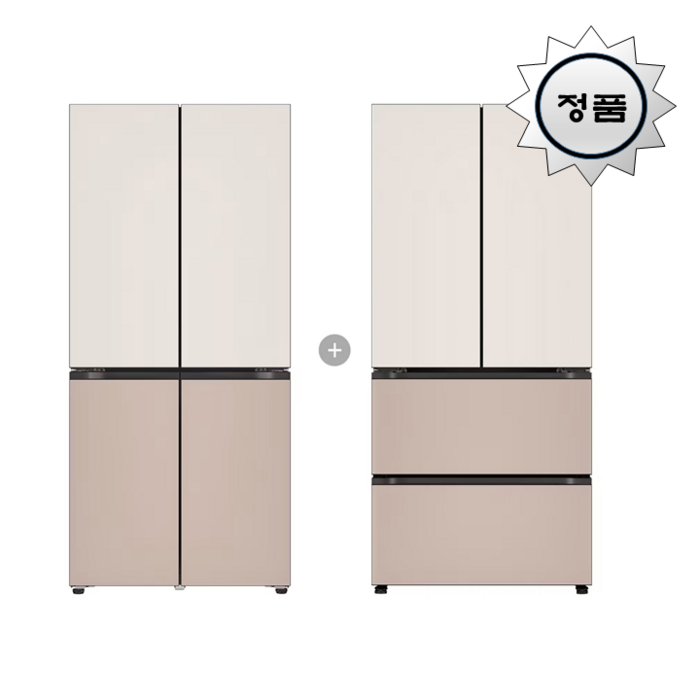 2025년 냉장고세트 방문설치 LG 냉장고  김치냉장고 Fit  Max 토프 아몬드 504L  480L R984GGA012