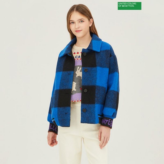 베네통 포브스 체크 점퍼 BAJPA4461 BL