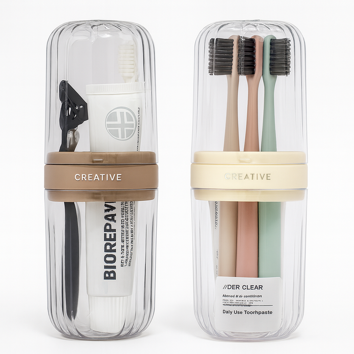 피어나다 튼튼한 여행용 투명 칫솔케이스 휴대용 11, 블랙코팅