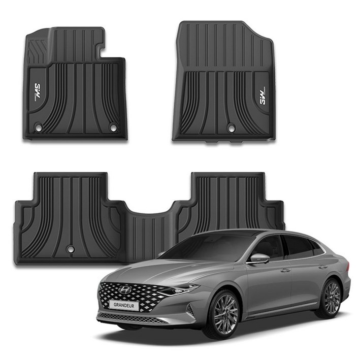 3W에코라이너 TPE 카매트 12열 3p, 현대 더뉴그랜저 2019.112022.11, 블랙