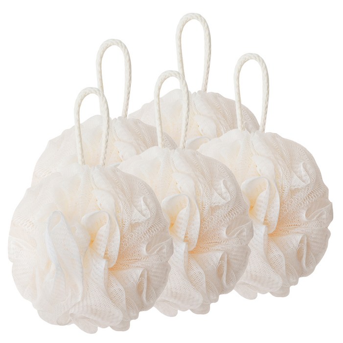 페르노엘 촘촘하고 부드러운 걸이형 버블 샤워볼 세트, 아이보리, 5개입, 1개