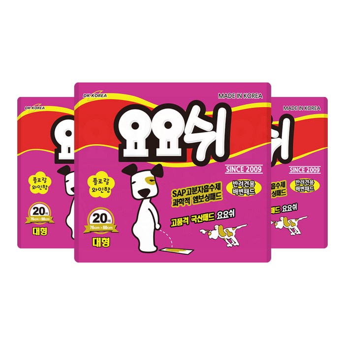 요요쉬 반려견용 배변패드 플로랄와인향, 20개입, 3개