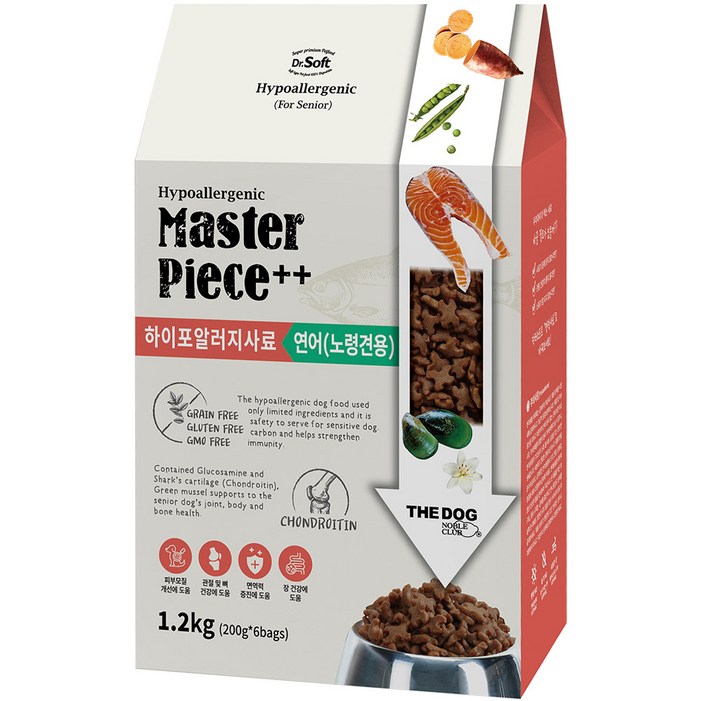 더독 노령견용 닥터소프트 명작 하이포알러지 소프트사료, 연어, 1.2kg, 1개 더독 노령견용 닥터소프트 명작 하이포알러지 소프트사료, 연어, 1.2kg, 1개