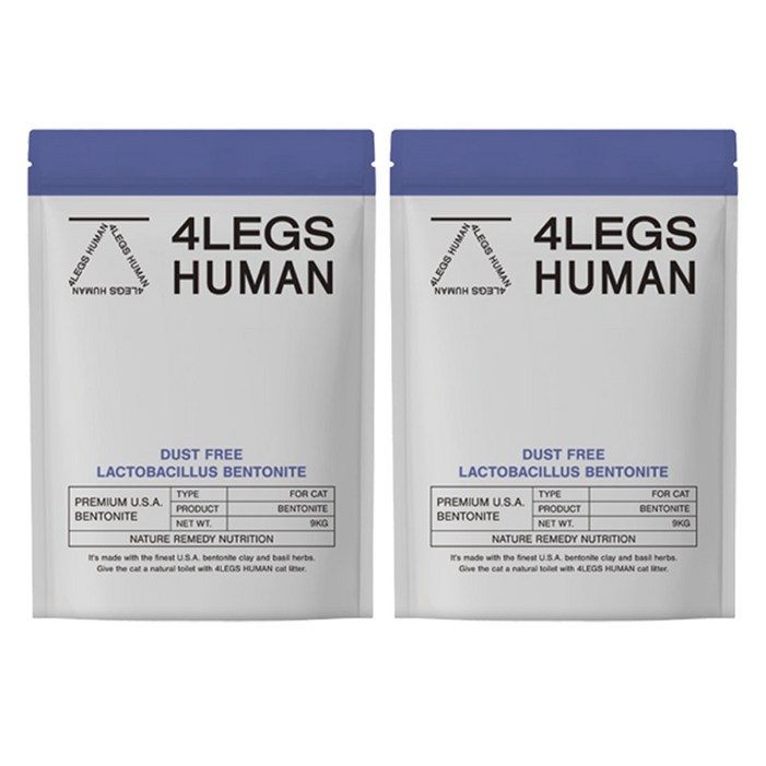 포렉스휴먼 고양이 벤토나이트 유산균 모래 파우치, 9kg, 2개, 허브향