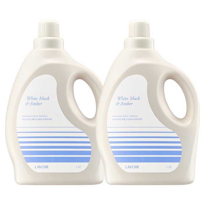 라브아 퍼퓸 초고농축 섬유유연제 화이트머스크앤앰버향 본품, 1.5L, 2개