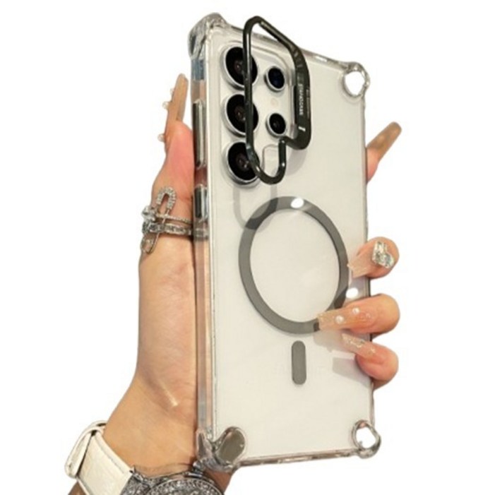 케이스틱 변색없는 투명 컬러범퍼 거치가능 맥세이프 휴대폰 케이스