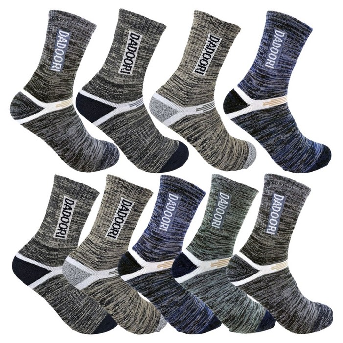 다두리 남성용 이중쿠션 장목 스포츠 등산양말 9켤레, 랜덤발송, 1세트