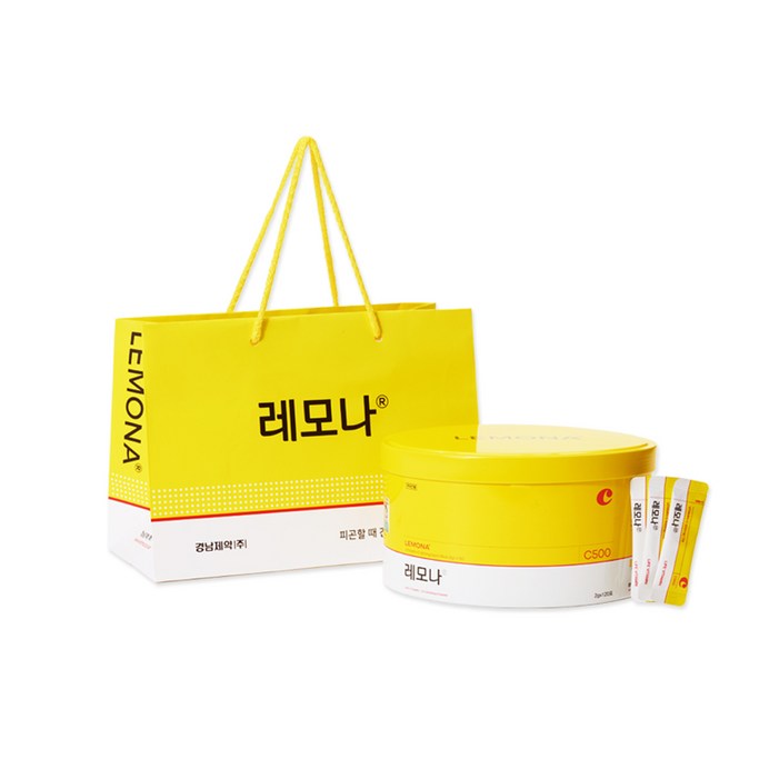 경남제약 레모나산 틴케이스 120포 쇼핑백, 240g, 1세트