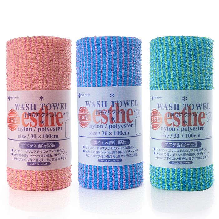 Bath Foret 에스더 일본 샤워타월 3종 세트