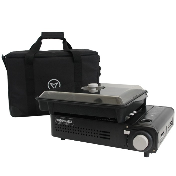 빈슨메시프 구이바다 전골팬  버너  가방 세트, 1세트, 블랙