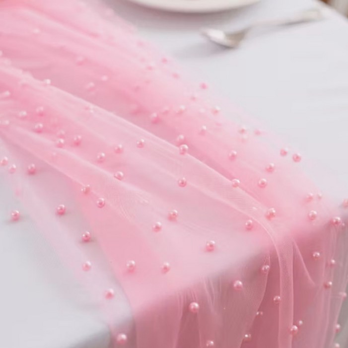 알럽홈 비즈 레이스 쉬폰 파티 테이블러너 L2610092